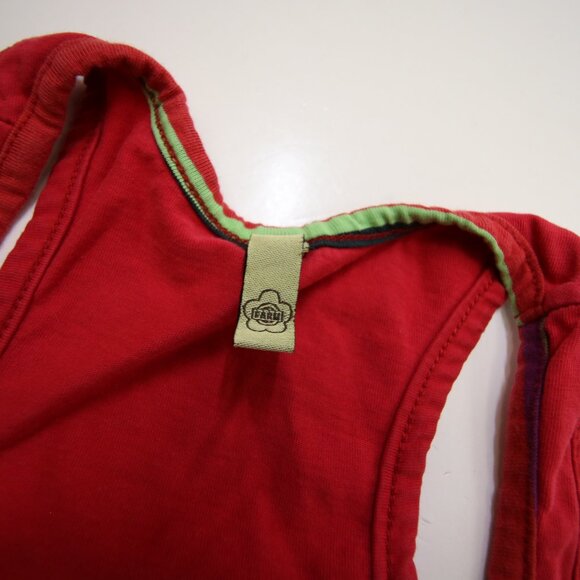 FARM Red Stripe Owl Embroidery Butterfly Racer Back Tank Top Womens M Red READ - Picture 10 of 16